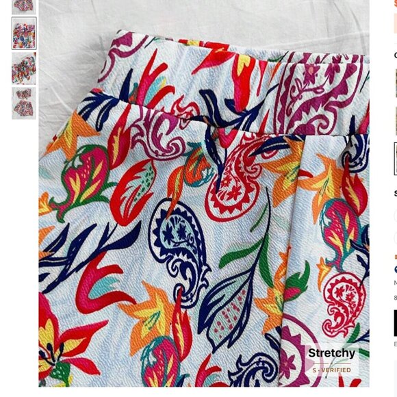 2 Pc Beach Set, Colorful Paisley Print Tie-Front Top And Elastic Waist Shorts - Picture 4 of 10